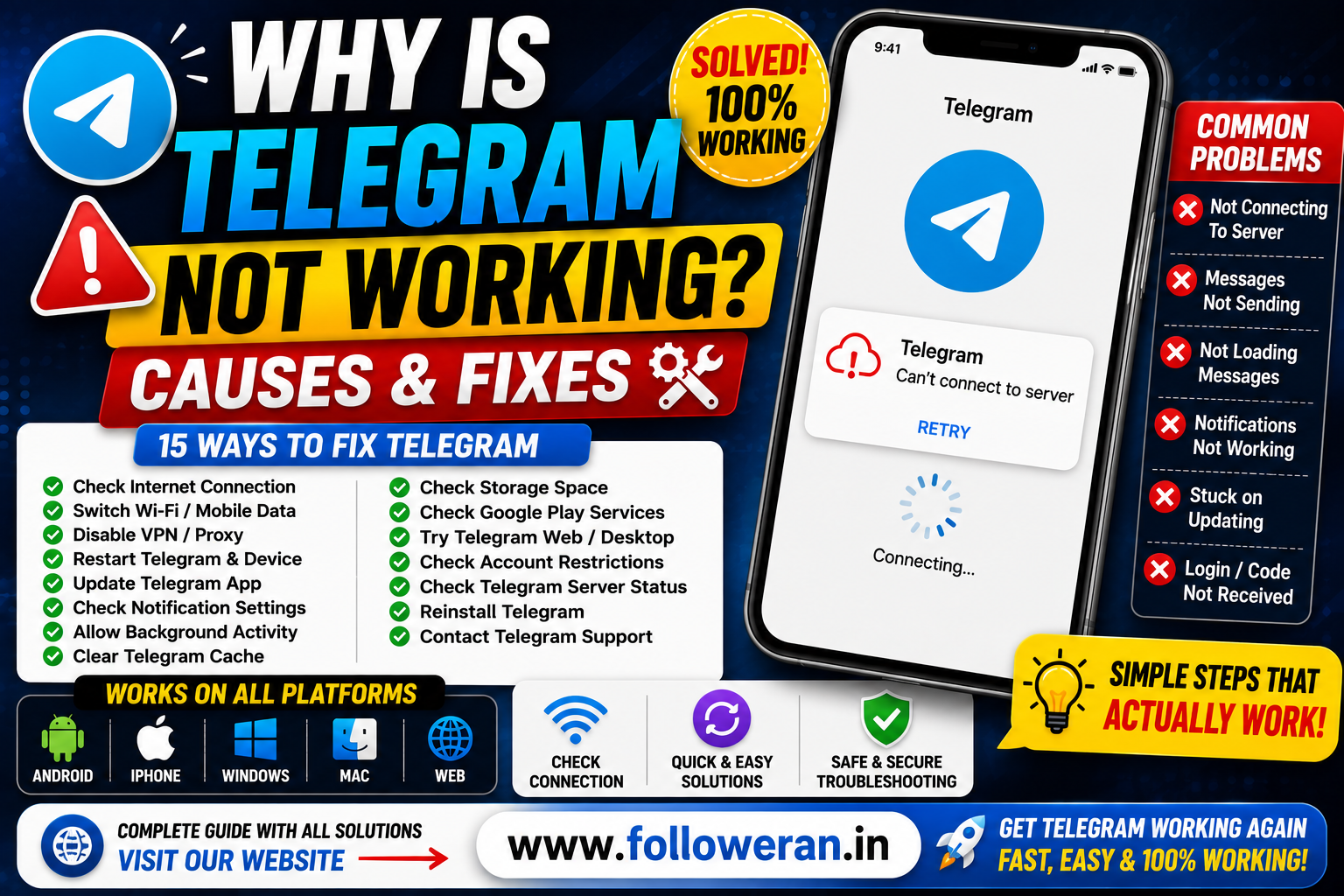Why Is Telegram Not Working? 15 Ways to Fix Telegram on Android, iPhone & Desktop