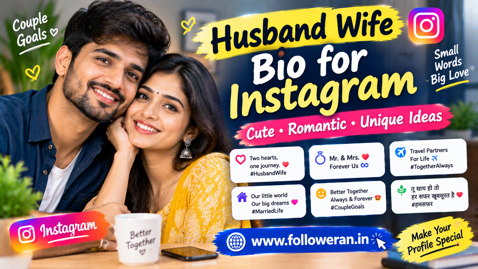 Husband Wife Bio for Instagram: 100+ Cute & Romantic Ideas
