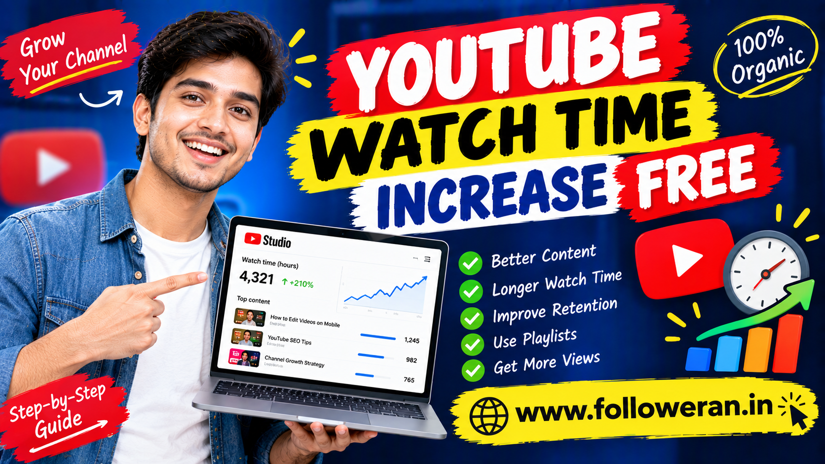 YouTube Watch Time Increase Free: 20 Ways to Grow Watch Hours